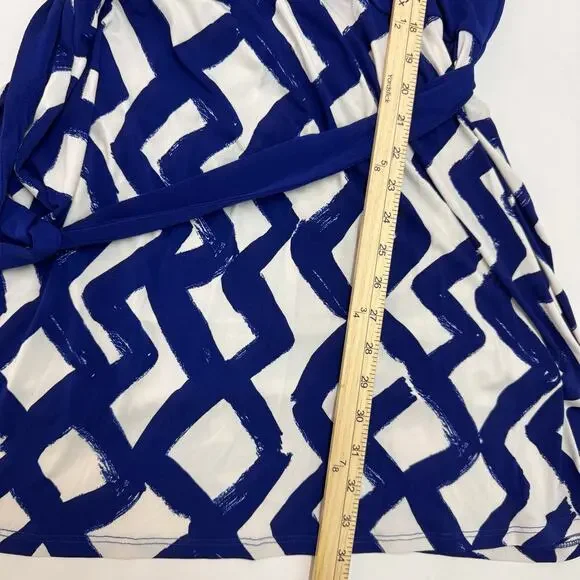 NWT Leota Women's Blue Zig Zag Navy Crepe A-Line Stretchy Dress sz XXL Casual - Picture 5 of 8